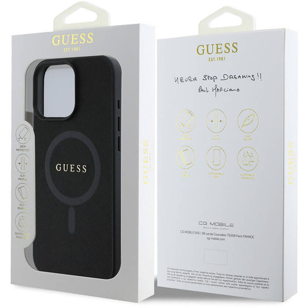Guess - Saffiano Classic Logo MagSafe (GUHMP16LPSAHMCK) - iPhone 16 Pro - Black