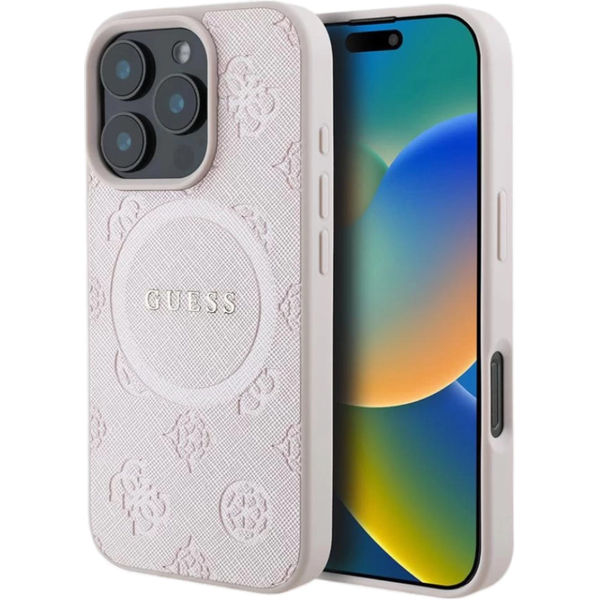 Guess - Saffiano Peony Classic Logo MagSafe (GUHMP16LPSAPSMEP) - iPhone 16 Pro - Pink