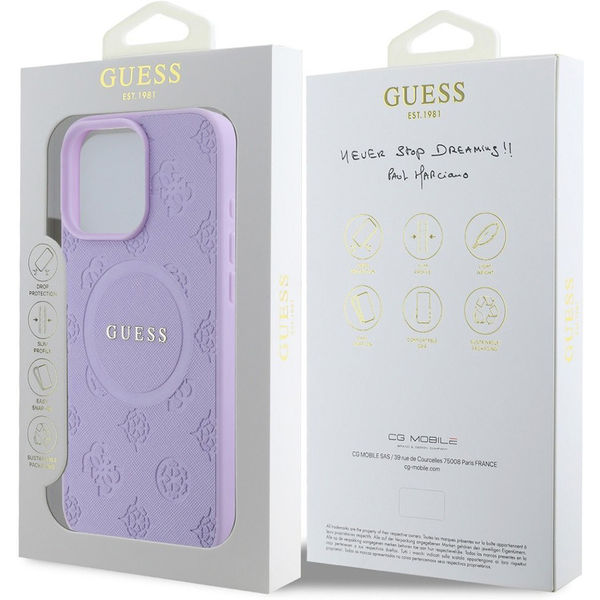 Guess - Saffiano Peony Classic Logo MagSafe (GUHMP16LPSAPSMEU) - iPhone 16 Pro - Purple