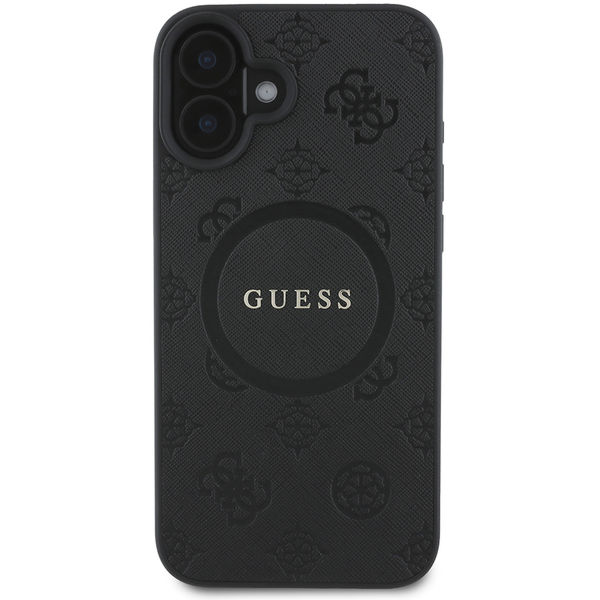 Guess - Saffiano Peony Classic Logo MagSafe (GUHMP16MPSAPSMEK) - iPhone 16 Plus - Black