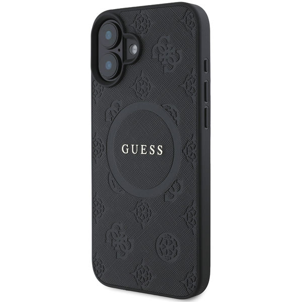 Guess - Saffiano Peony Classic Logo MagSafe (GUHMP16MPSAPSMEK) - iPhone 16 Plus - Black