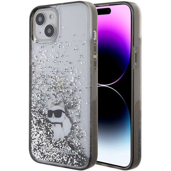 Karl Lagerfeld - Hardcase Liquid Glitter (KLHCP15MLKCNSK) - iPhone 15 Plus - Transparent Choupette