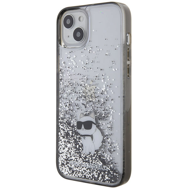 Karl Lagerfeld - Hardcase Liquid Glitter (KLHCP15MLKCNSK) - iPhone 15 Plus - Transparent Choupette