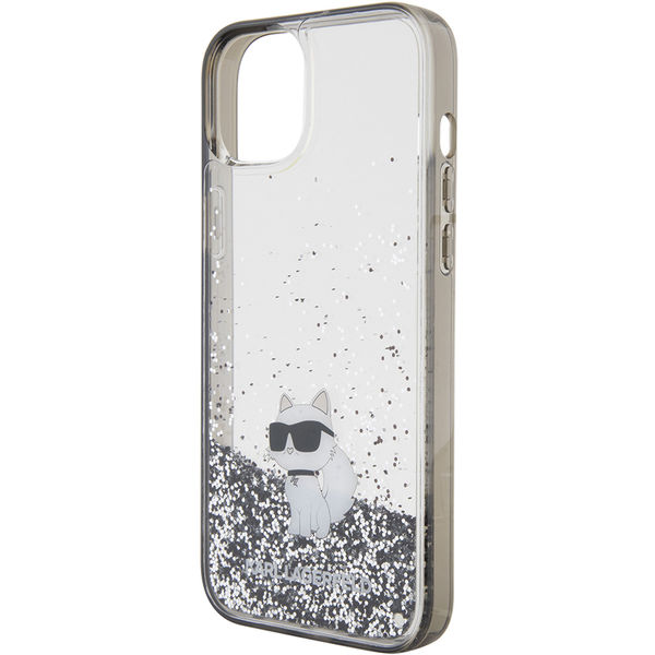 Karl Lagerfeld - Hardcase Liquid Glitter (KLHCP15MLKCNSK) - iPhone 15 Plus - Transparent Choupette