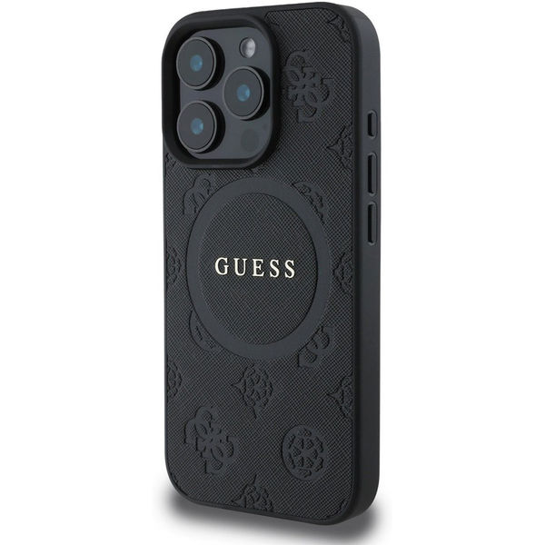 Guess - Saffiano Peony Classic Logo MagSafe (GUHMP16XPSAPSMEK) - iPhone 16 Pro Max - Black