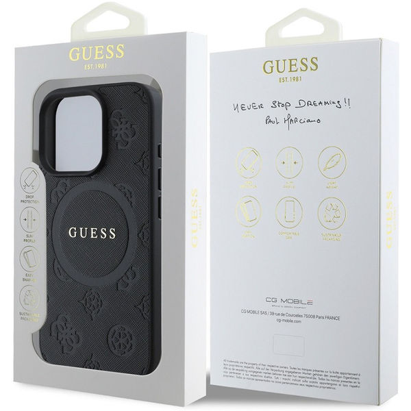 Guess - Saffiano Peony Classic Logo MagSafe (GUHMP16XPSAPSMEK) - iPhone 16 Pro Max - Black