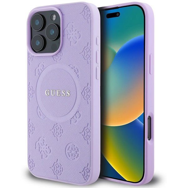 Guess - Saffiano Peony Classic Logo MagSafe (GUHMP16XPSAPSMEU) - iPhone 16 Pro Max - Purple