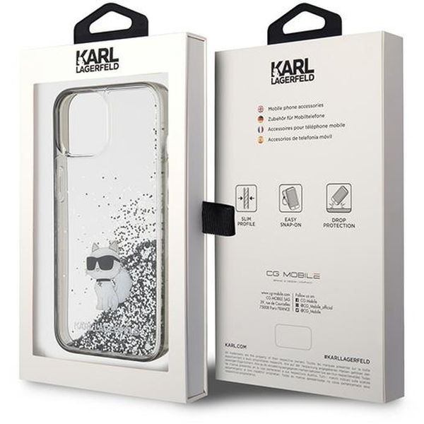 Karl Lagerfeld - Hardcase Liquid Glitter (KLHCP15SLKCNSK) - iPhone 15 - Transparent Choupette