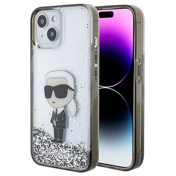 Karl Lagerfeld - Hardcase Liquid Glitter (KLHCP15SLKKNSK) - iPhone 15 - Transparent Ikonik