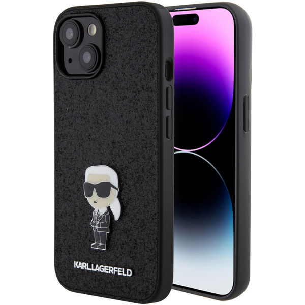 Karl Lagerfeld - Hardcase Glitter Fixed (KLHCP15SGKNPSK) - iPhone 15 - Ikonik Logo