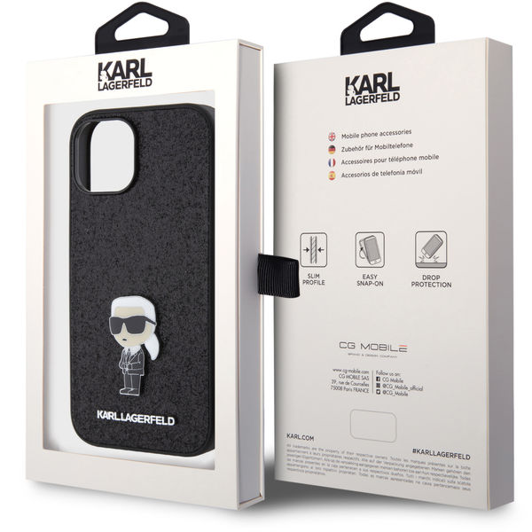 Karl Lagerfeld - Hardcase Glitter Fixed (KLHCP15SGKNPSK) - iPhone 15 - Ikonik Logo