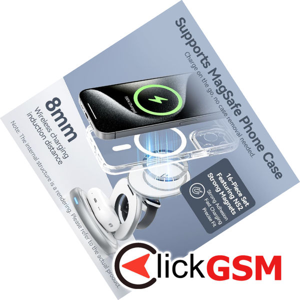 Vention - Wireless Charger (FGEI0) - 15W, 3in1 Fast Charging, Magnetic Stand, MagSafe, 360° Rotation, Foldable - Silver