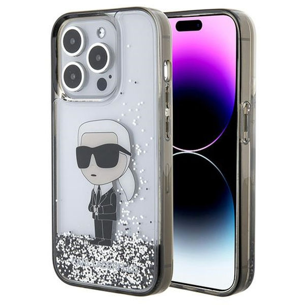 Karl Lagerfeld - Hardcase Liquid Glitter (KLHCP15XLKKNSK) - iPhone 15 Pro Max - Transparent Ikonik