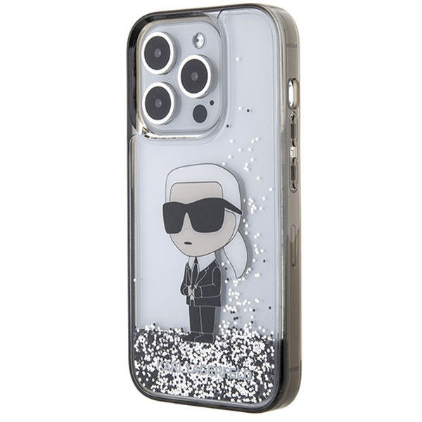 Karl Lagerfeld - Hardcase Liquid Glitter (KLHCP15XLKKNSK) - iPhone 15 Pro Max - Transparent Ikonik