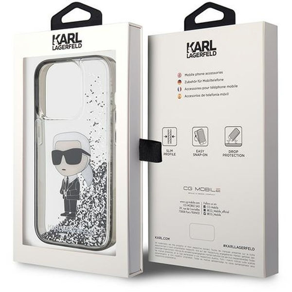 Karl Lagerfeld - Hardcase Liquid Glitter (KLHCP15XLKKNSK) - iPhone 15 Pro Max - Transparent Ikonik