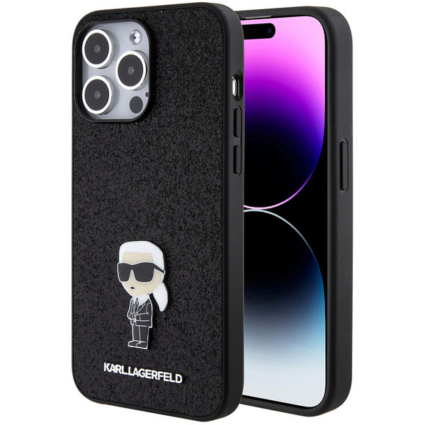 Karl Lagerfeld - Hardcase Glitter Fixed (KLHCP15XGKNPSK) - iPhone 15 Pro Max - Ikonik Logo