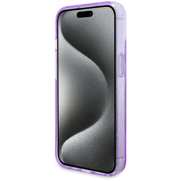 Guess - Ring Stand Script Glitter MagSafe (GUHMP15MHRSGSU) - iPhone 15 Plus - Purple