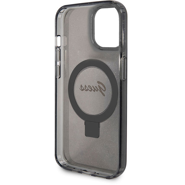 Guess - Ring Stand Script Glitter MagSafe (GUHMP15SHRSGSK) - iPhone 15 - Black