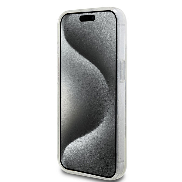 Guess - Ring Stand Script Glitter MagSafe (GUHMP15SHRSGSD) - iPhone 15 - Clear