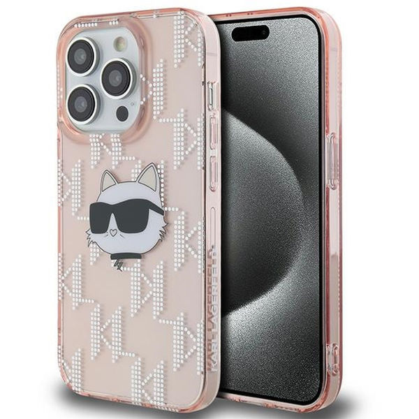 Karl Lagerfeld - IML Luxury (KLHCP14XHKLPCHP) - iPhone 14 Pro Max - Pink Choupette Head&Monogram