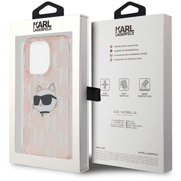 Karl Lagerfeld - IML Luxury (KLHCP14XHKLPCHP) - iPhone 14 Pro Max - Pink Choupette Head&Monogram