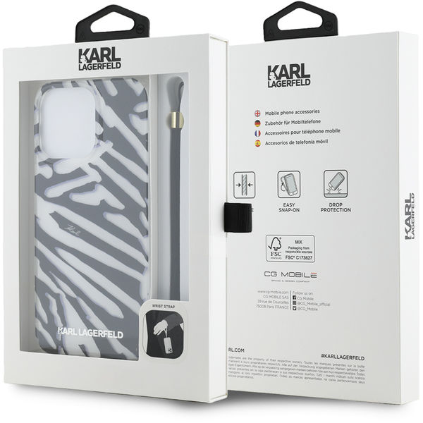Karl Lagerfeld - IML Luxury (KLHCP15LHZBPKCCK) - iPhone 15 Pro - Zebra Pattern&Cord
