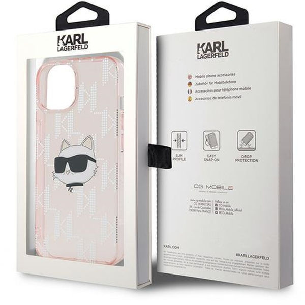 Karl Lagerfeld - IML Luxury (KLHCP15SHKLPCHP) - iPhone 15 - Pink Choupette Head&Monogram