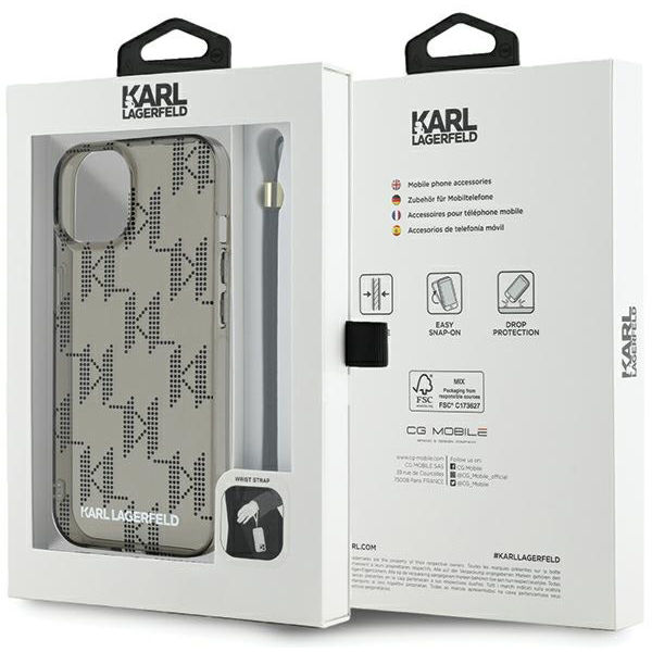 Karl Lagerfeld - IML Luxury (KLHCP15SHKDPNSK) - iPhone 15 - Mono KL Pattern&Cord