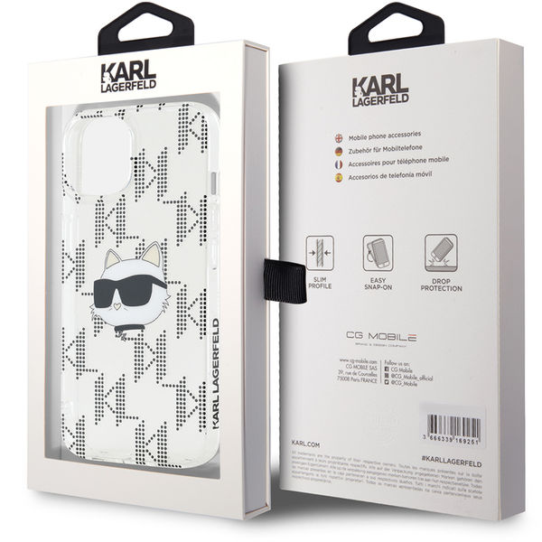 Karl Lagerfeld - IML Luxury (KLHCP15SHKLPCHT) - iPhone 15 - Transparent Choupette Head&Monogram