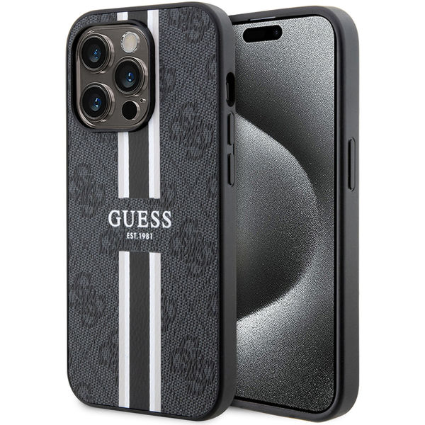 Guess - Hardcase 4G Printed Stripes MagSafe (GUHMP15LP4RPSK) - iPhone 15 Pro - Black