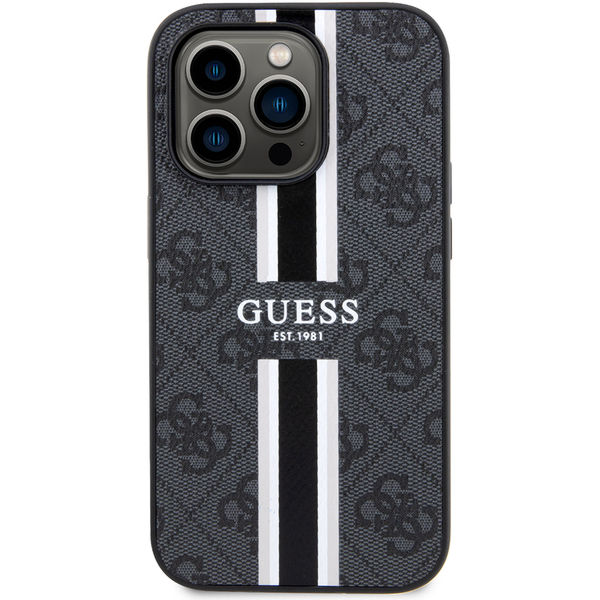 Guess - Hardcase 4G Printed Stripes MagSafe (GUHMP15LP4RPSK) - iPhone 15 Pro - Black