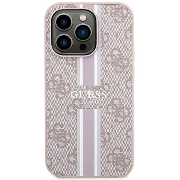 Guess - Hardcase 4G Printed Stripes MagSafe (GUHMP15LP4RPSP) - iPhone 15 Pro - Pink