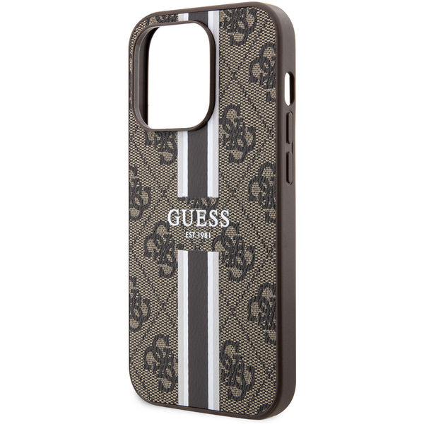 Guess - Hardcase 4G Printed Stripes MagSafe (GUHMP15LP4RPSW) - iPhone 15 Pro - Brown