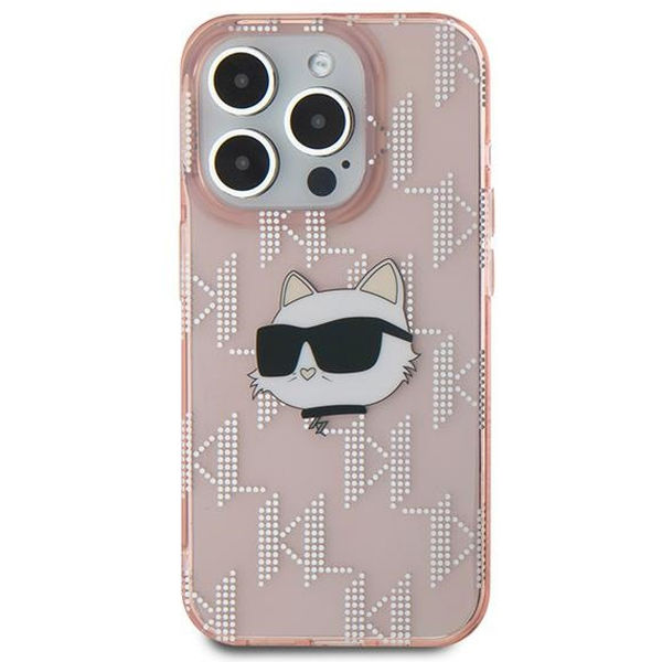 Karl Lagerfeld - IML Luxury (KLHCP15XHKLPCHP) - iPhone 15 Pro Max - Pink Choupette Head&Monogram