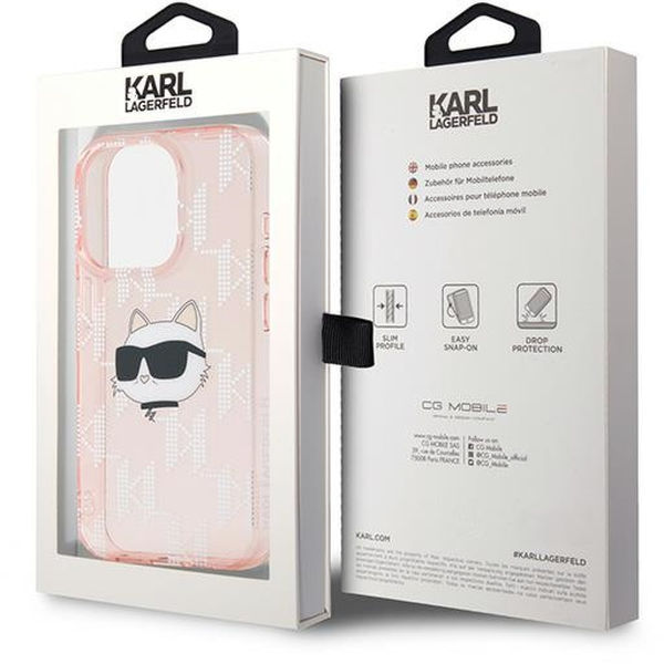 Karl Lagerfeld - IML Luxury (KLHCP15XHKLPCHP) - iPhone 15 Pro Max - Pink Choupette Head&Monogram
