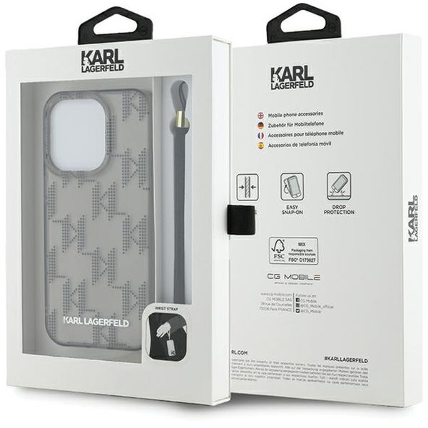 Karl Lagerfeld - IML Luxury (KLHCP15XHKDPNSK) - iPhone 15 Pro Max - Mono KL Pattern&Cord