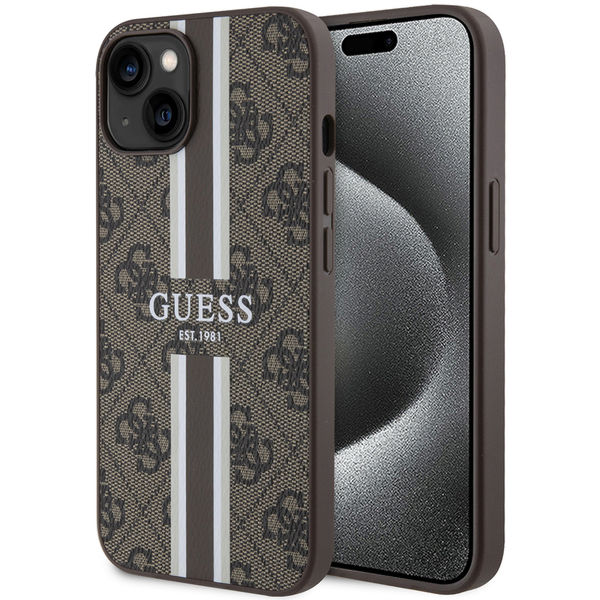 Guess - Hardcase 4G Printed Stripes MagSafe (GUHMP15SP4RPSW) - iPhone 15 - Brown