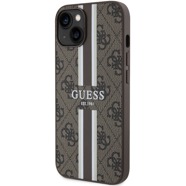 Guess - Hardcase 4G Printed Stripes MagSafe (GUHMP15SP4RPSW) - iPhone 15 - Brown