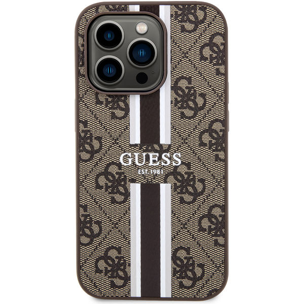 Guess - Hardcase 4G Printed Stripes MagSafe (GUHMP15XP4RPSW) - iPhone 15 Pro Max - Brown