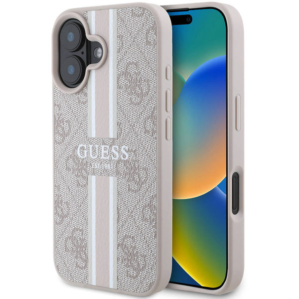 Guess - Hardcase 4G Printed Stripes MagSafe (GUHMP16SP4RPSP) - iPhone 16 - Pink