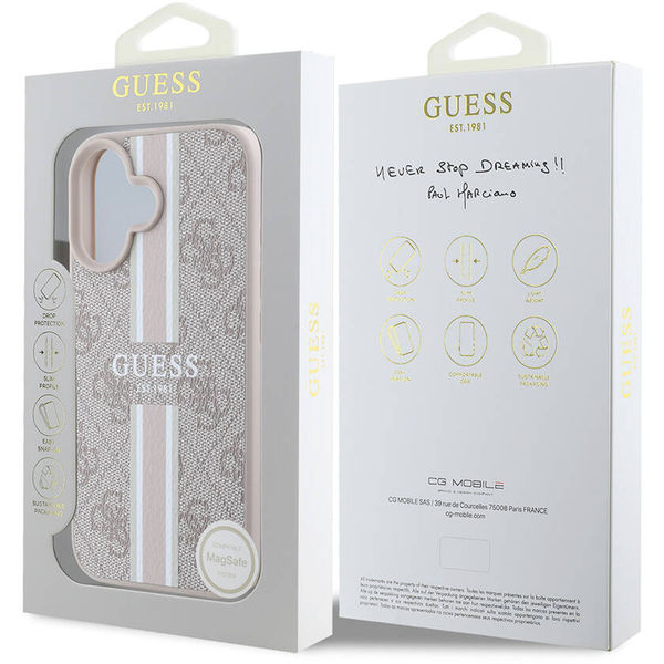 Guess - Hardcase 4G Printed Stripes MagSafe (GUHMP16SP4RPSP) - iPhone 16 - Pink