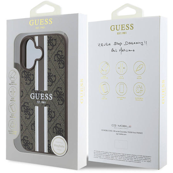 Guess - Hardcase 4G Printed Stripes MagSafe (GUHMP16SP4RPSW) - iPhone 16 - Brown