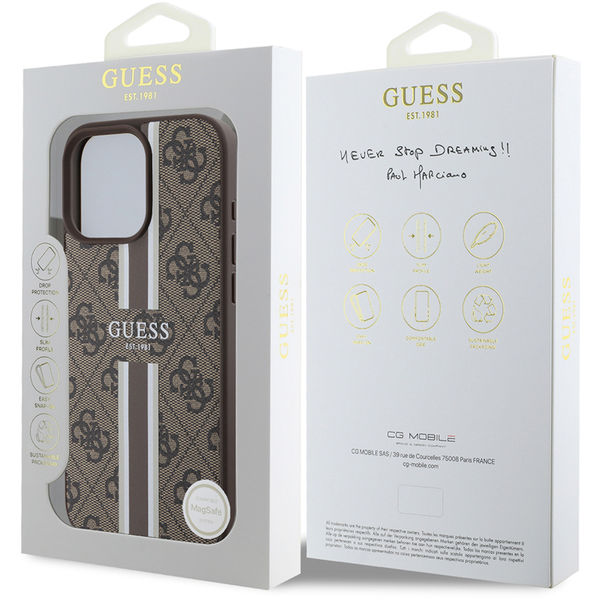 Guess - Hardcase 4G Printed Stripes MagSafe (GUHMP16XP4RPSW) - iPhone 16 Pro Max - Brown