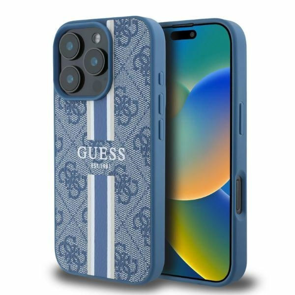 Guess - Hardcase 4G Printed Stripes MagSafe (GUHMP16XP4RPSB) - iPhone 16 Pro Max - Blue