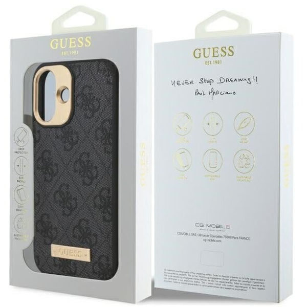 Guess - Hardcase 4G Logo Plate MagSafe (GUHMP16MU4GPRK) - iPhone 16 Plus - Black