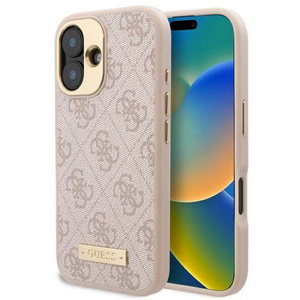 Guess - Hardcase 4G Logo Plate MagSafe (GUHMP16MU4GPRP) - iPhone 16 Plus - Pink