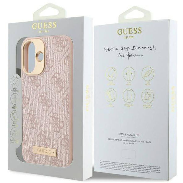 Guess - Hardcase 4G Logo Plate MagSafe (GUHMP16MU4GPRP) - iPhone 16 Plus - Pink