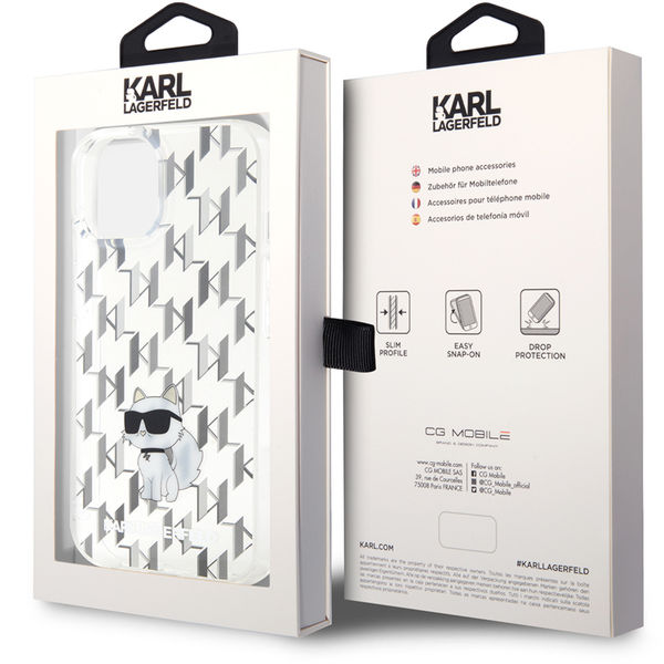 Karl Lagerfeld - Hardcase Monogram (KLHCP15SHNCMKLT) - iPhone 15 - Transparent Choupette