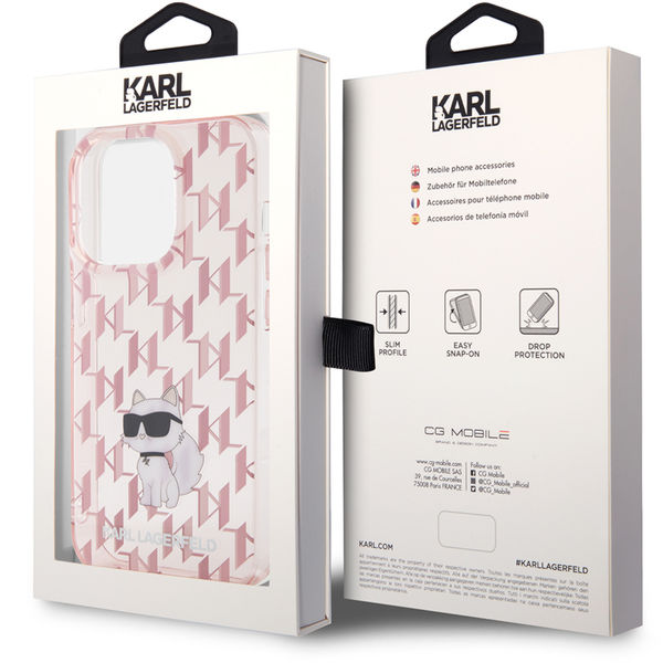 Karl Lagerfeld - Hardcase Monogram (KLHCP15XHNCMKLP) - iPhone 15 Pro Max - Pink Choupette