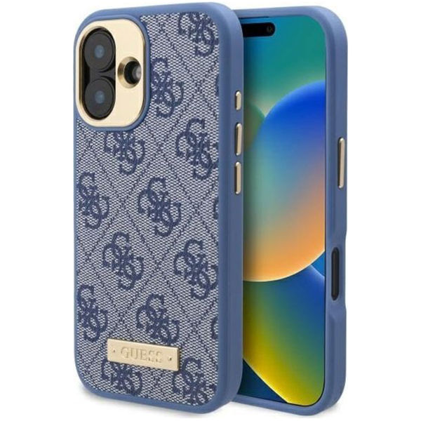 Guess - Hardcase 4G Logo Plate MagSafe (GUHMP16SU4GPRB) - iPhone 16 - Blue
